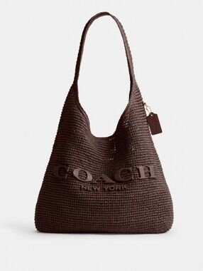 Coach Brooklyn 34  Dark Brown Crochet Shoulder Bag